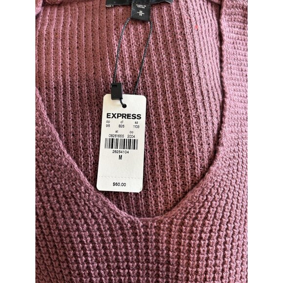 New Express Waffle Knit Thermal Boxy Sweater Mauve - Picture 4 of 7